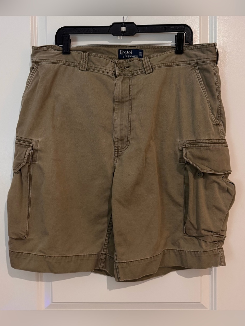 Vintage Polo Ralph Lauren Olive Green Cargo Shorts 10" Inseam Sz 38 Y2K Utility